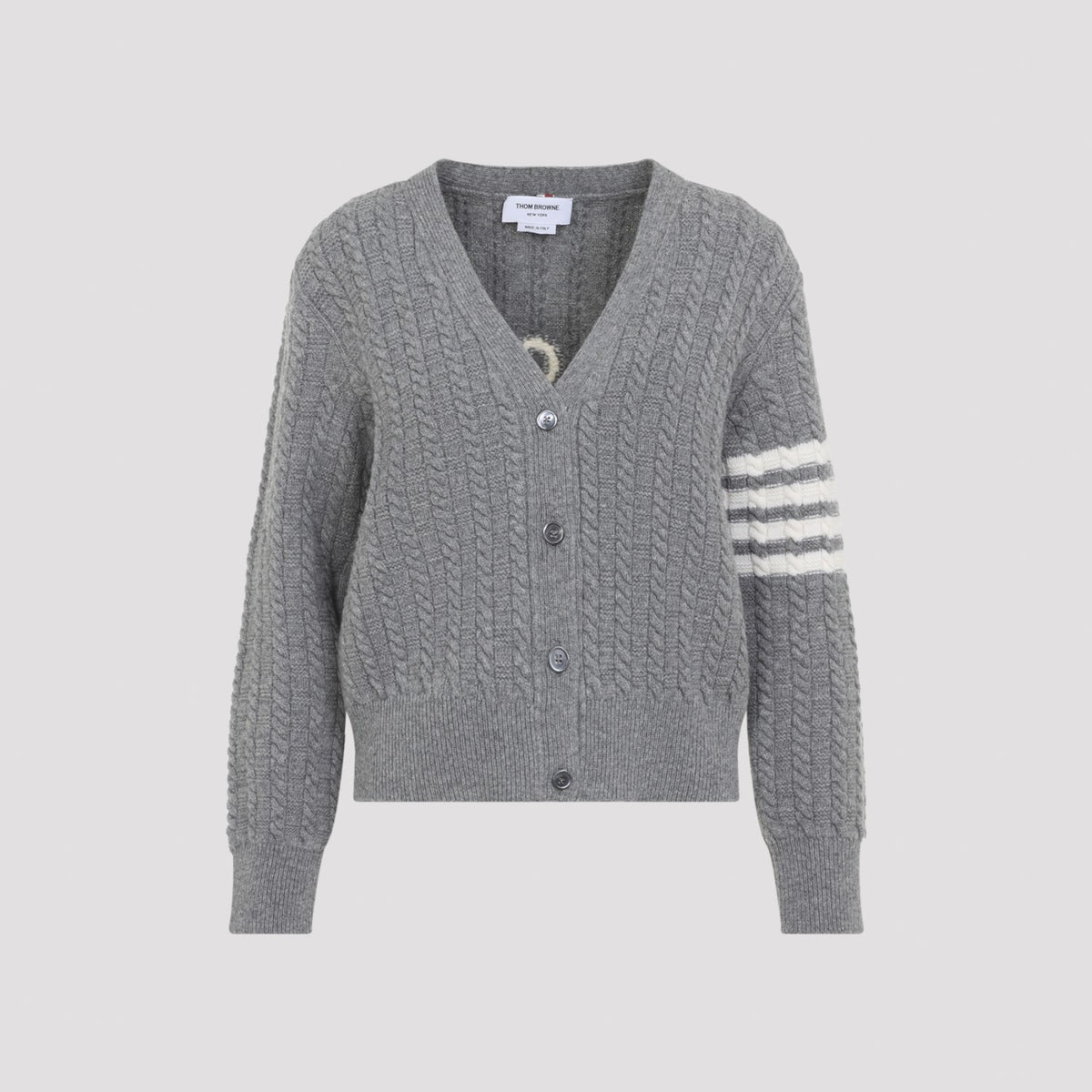 Thom Browne Women's Anchor Intarsia Cable in Light Grey - view 1