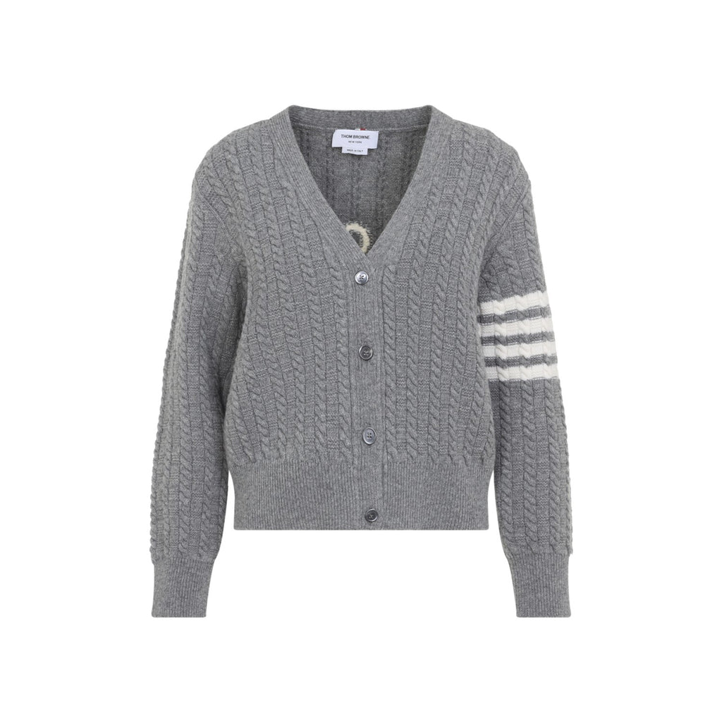 Thom Browne Women's Anchor Intarsia Cable in Light Grey - view 2