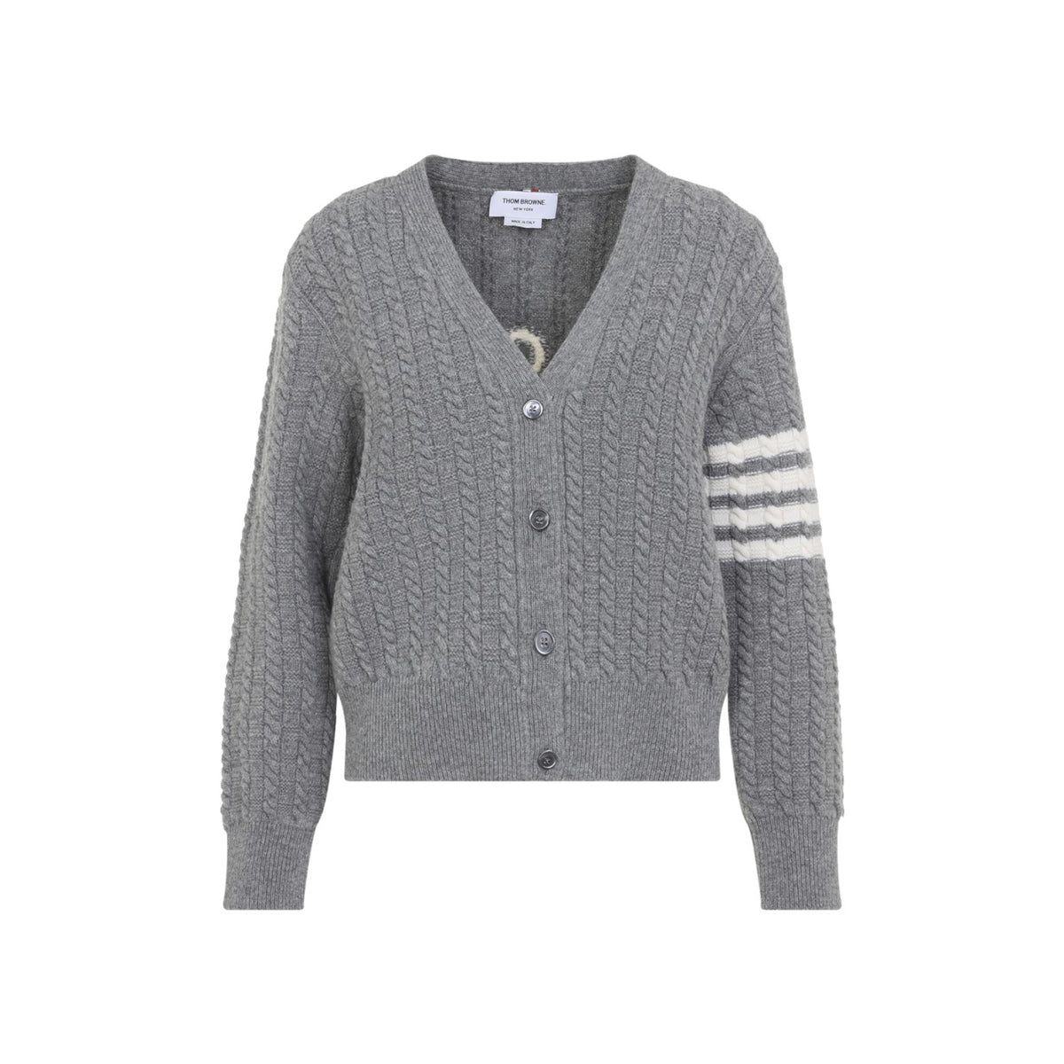 Thom Browne Women's Anchor Intarsia Cable in Light Grey - view 2