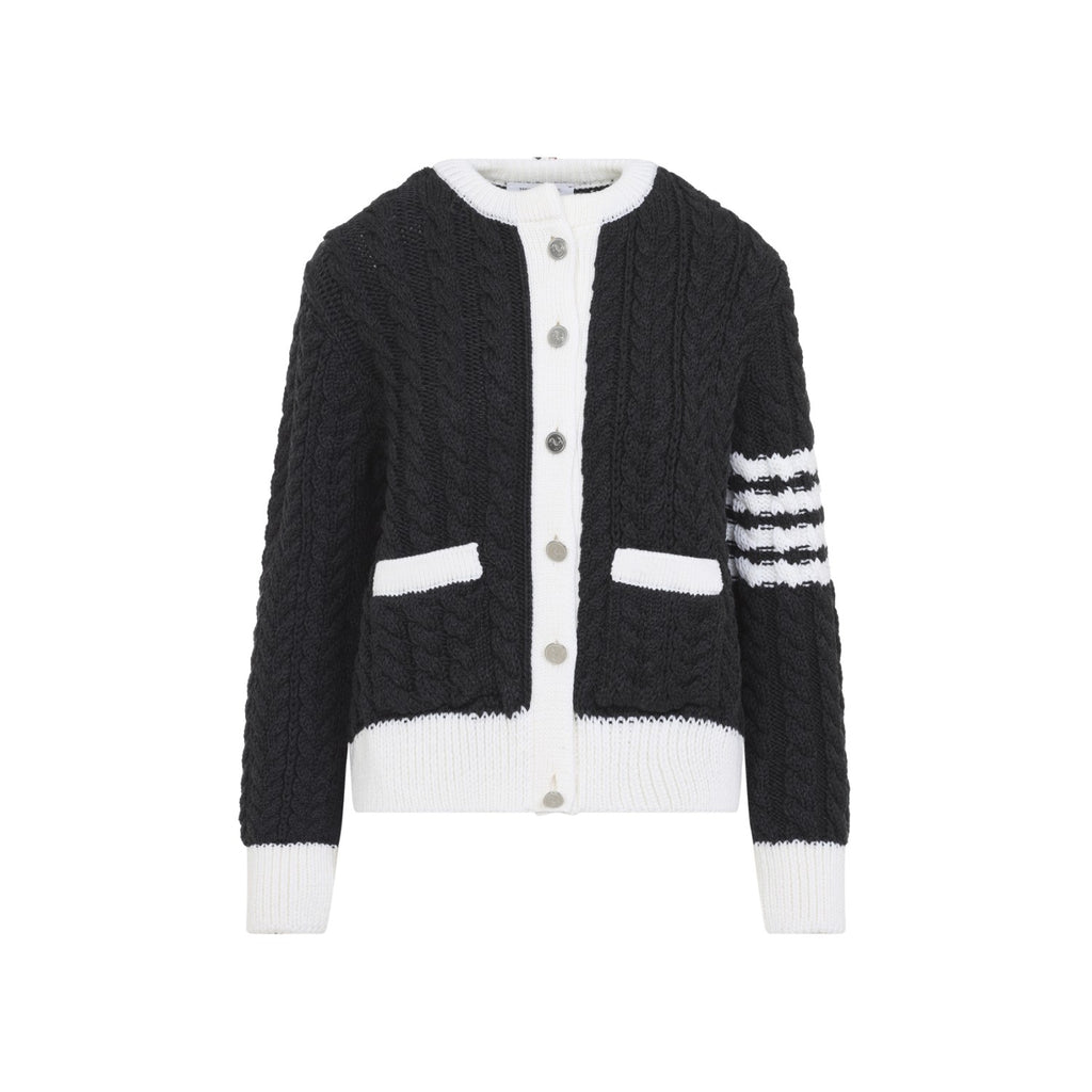 Thom Browne Women's Aran Cable Crew Neck in Dark Grey - view 2