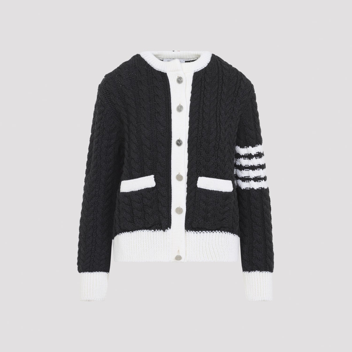 Thom Browne Women's Aran Cable Crew Neck in Dark Grey - view 3
