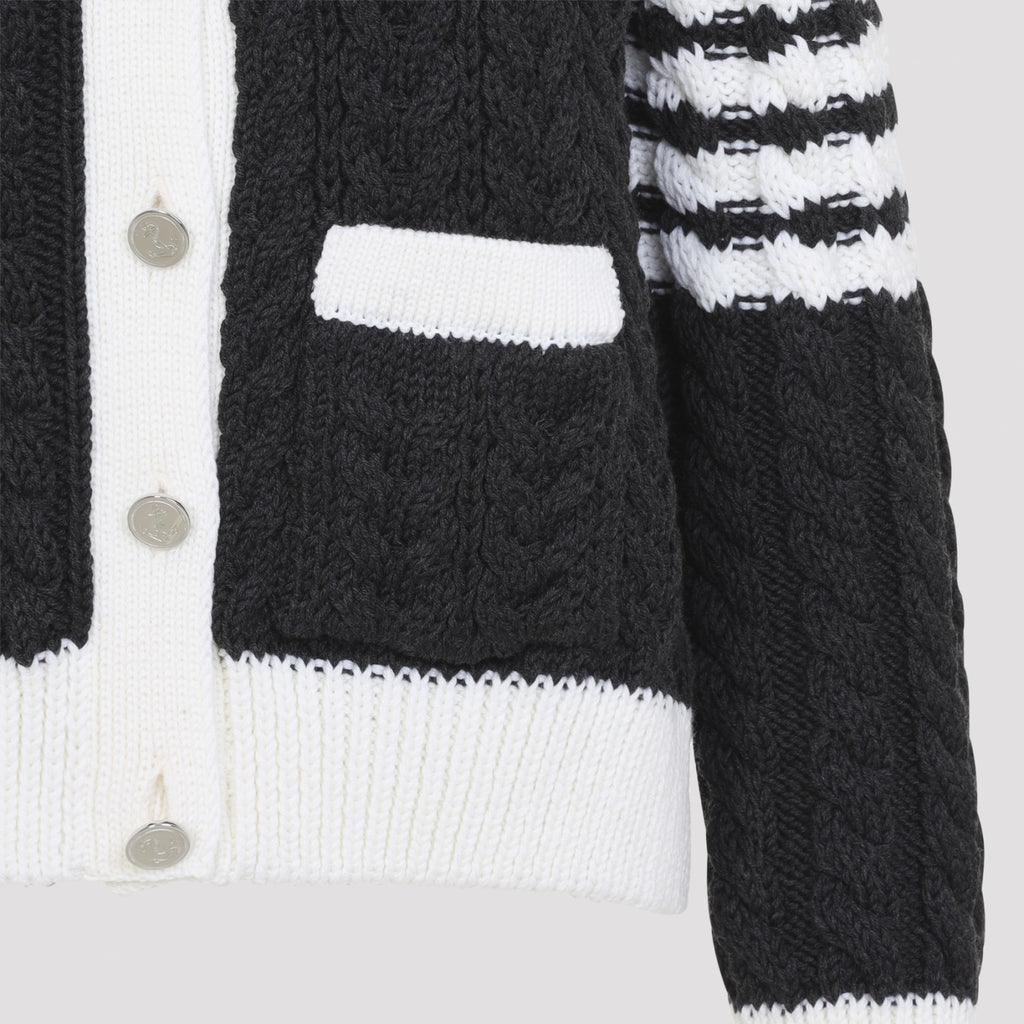 Thom Browne Women's Aran Cable Crew Neck in Dark Grey - view 5