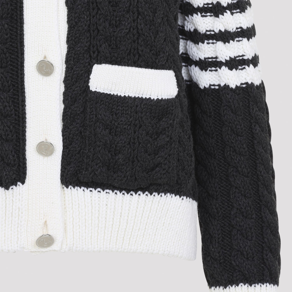 Thom Browne Women's Aran Cable Crew Neck in Dark Grey - view 5