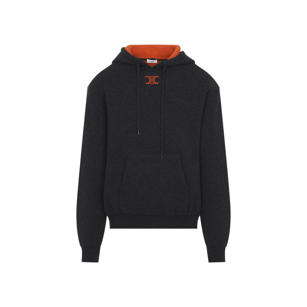Celine Men's Cashmere Knit Hoodie in Grey - view 1