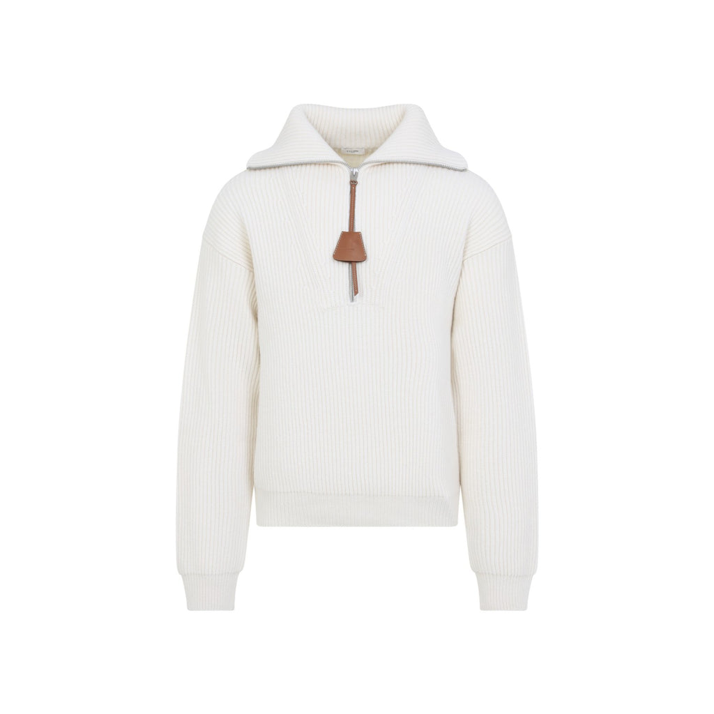 Celine Men's Wool Trucker Sweater in White - view 1