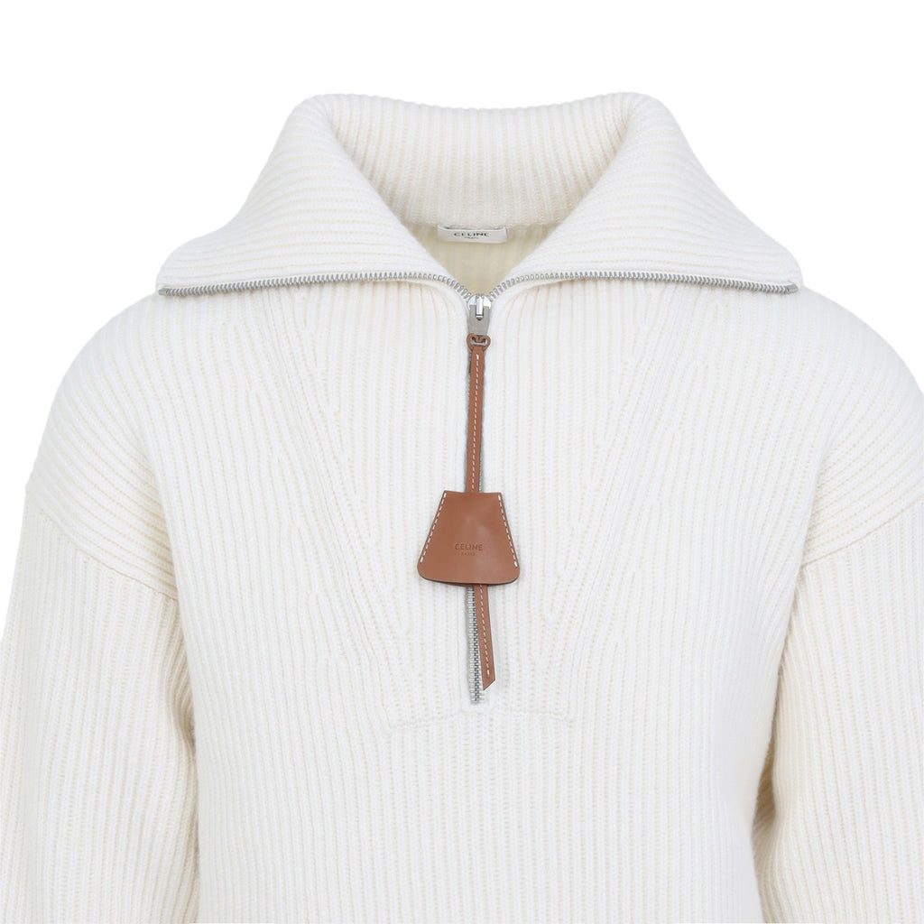 Celine Men's Wool Trucker Sweater in White - view 3