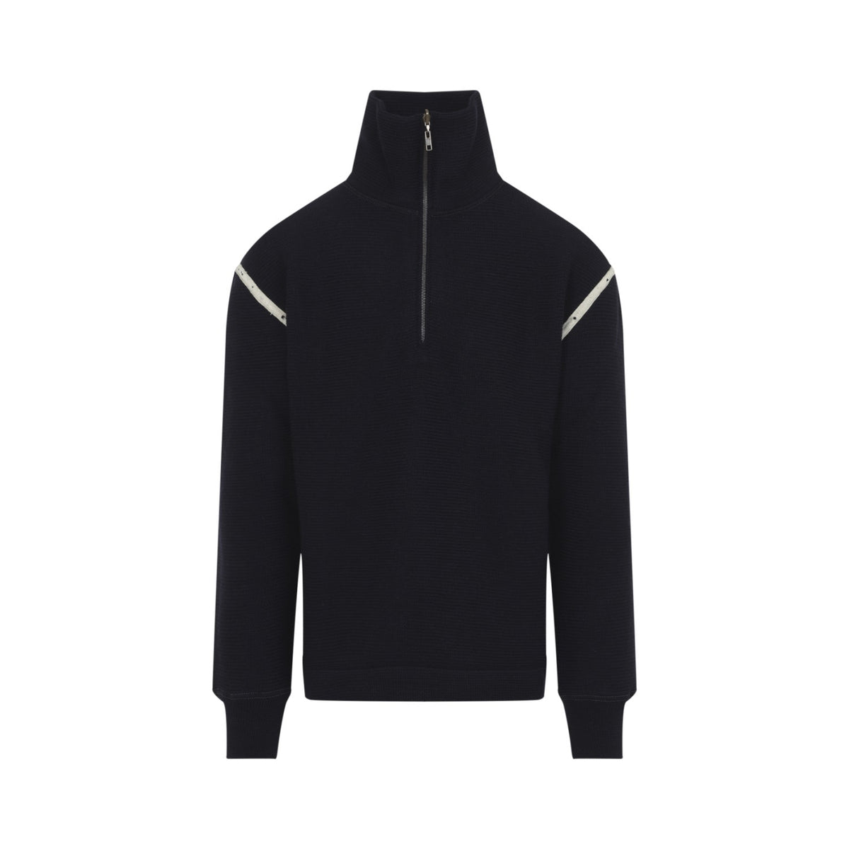 Maison Margiela Men's Wool Quarter Zip Sweater in Navy - view 1