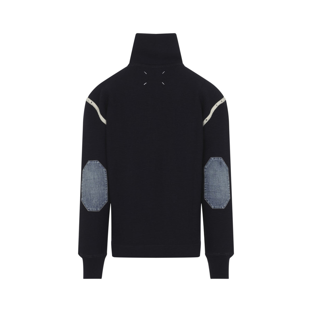 Maison Margiela Men's Wool Quarter Zip Sweater in Navy - view 2