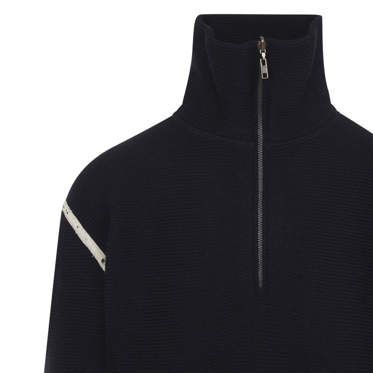 Maison Margiela Men's Wool Quarter Zip Sweater in Navy - view 3