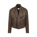 Maison Margiela Men's Leather Biker Jacket in Brown - view 1
