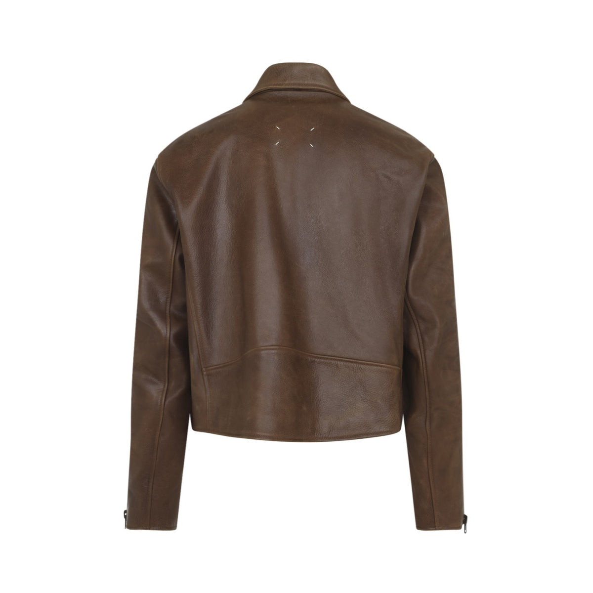 Maison Margiela Men's Leather Biker Jacket in Brown - view 2