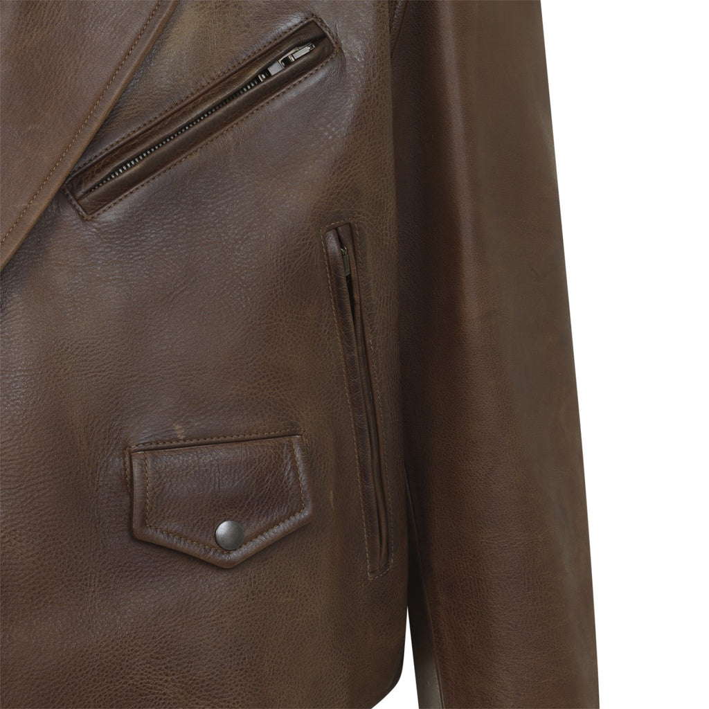 Maison Margiela Men's Leather Biker Jacket in Brown - view 3