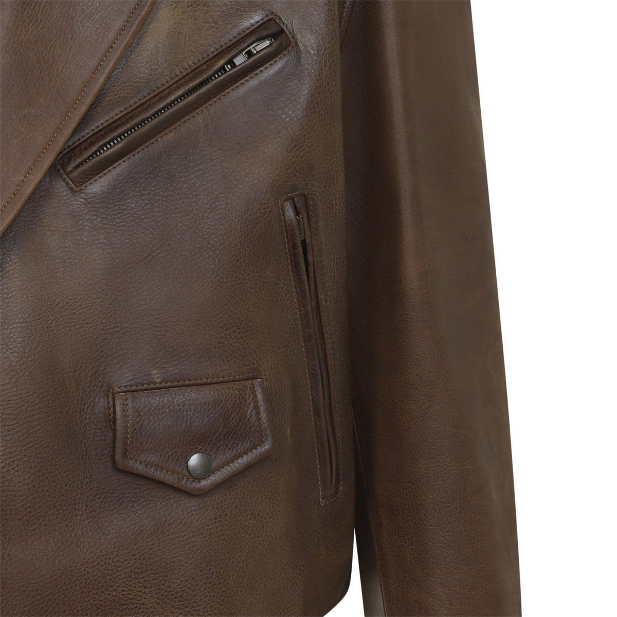 Maison Margiela Men's Leather Biker Jacket in Brown - view 3