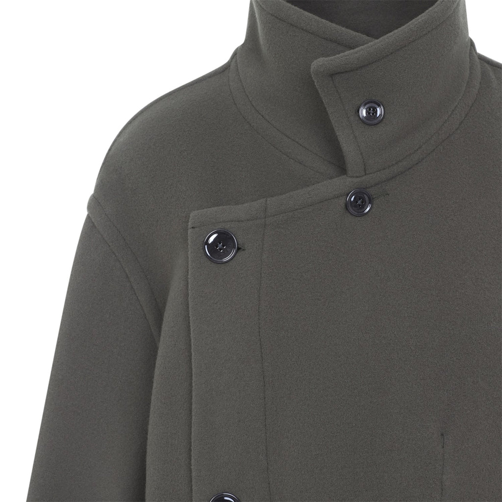 Lemaire Unisex Wrap Wool Coat in Thyme - view 3
