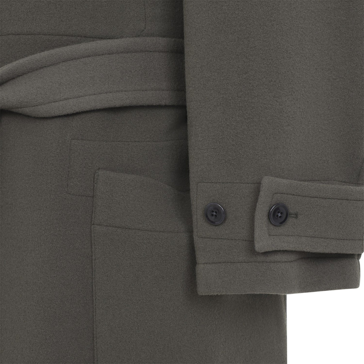 Lemaire Unisex Wrap Wool Coat in Thyme - view 4