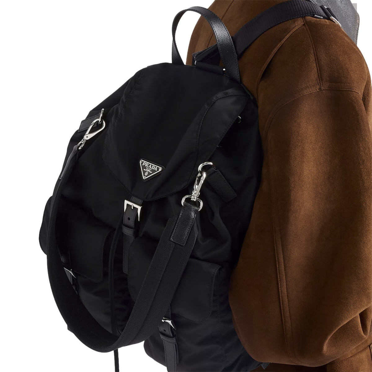 Prada Unisex Re-Nylon Backpack in Black Polyamide - view 4