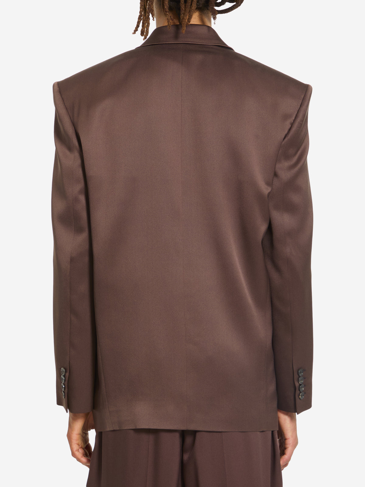 Saint Laurent Men's Silk Satin Jacket in Brown