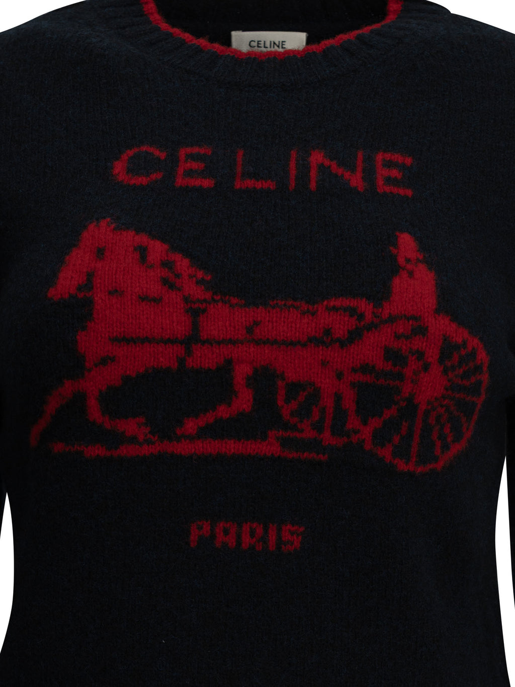 Celine Women's Caleche Intarsia Wool Sweater in Blue
