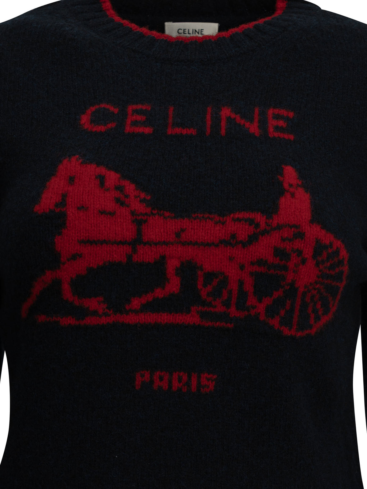 Celine Women's Caleche Intarsia Wool Sweater in Blue