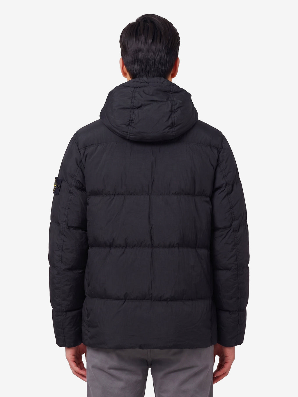 Stone Island Men's Hooded Crinkle Down Jacket in Black