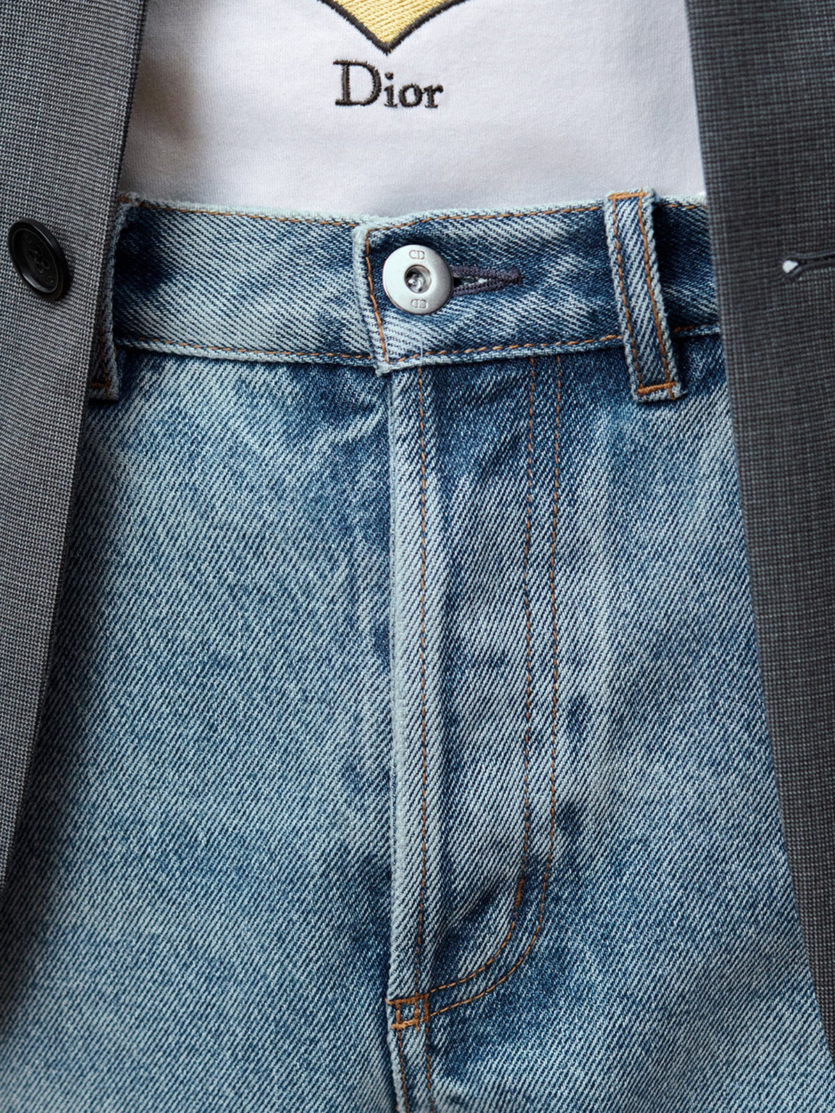 Christian Dior Men's LONG REGULAR FIT JEANS in Blue