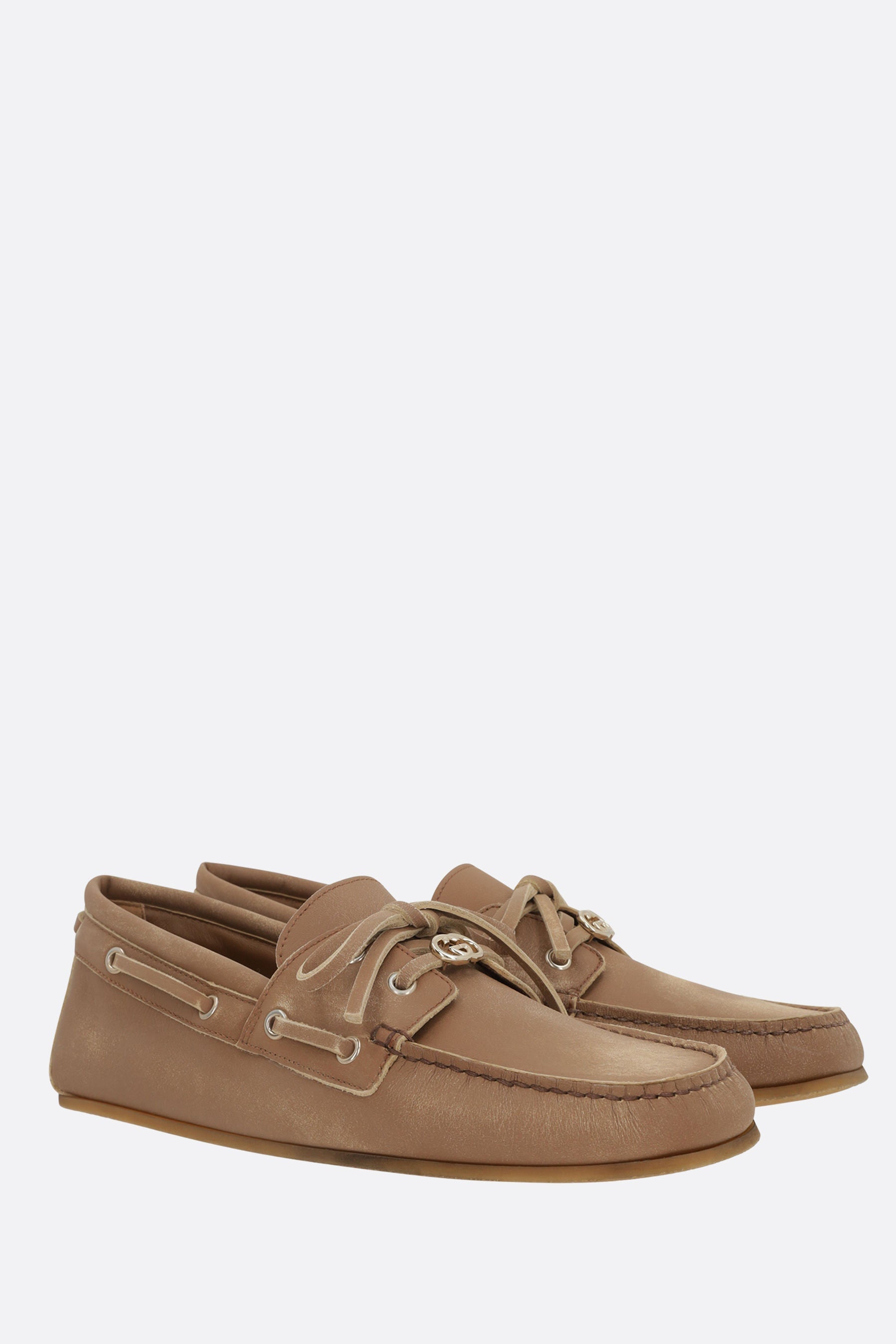 Gucci Women's GG Logo Loafers in Beige