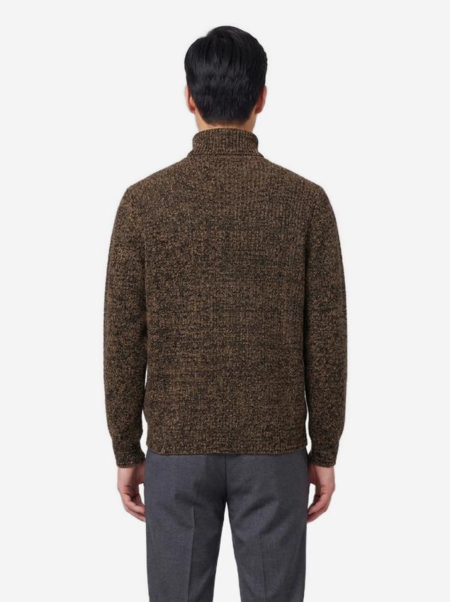 Lemaire Men's Tobacco High-neck Sweater in Brown