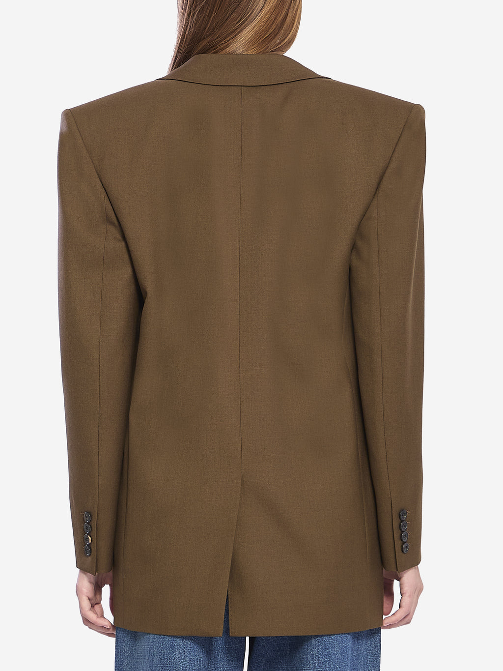 Saint Laurent Women's Khaki Wool Jacket in Green