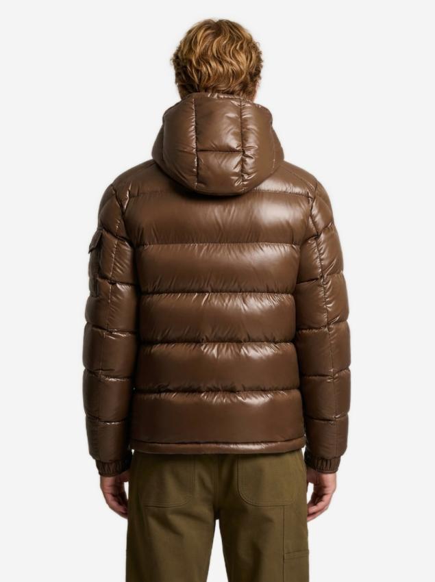 Moncler Men's Short Maya Down Jacket in Brown