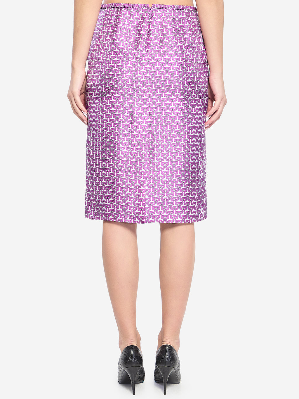 Gucci Women's Printed Silk Skirt in White