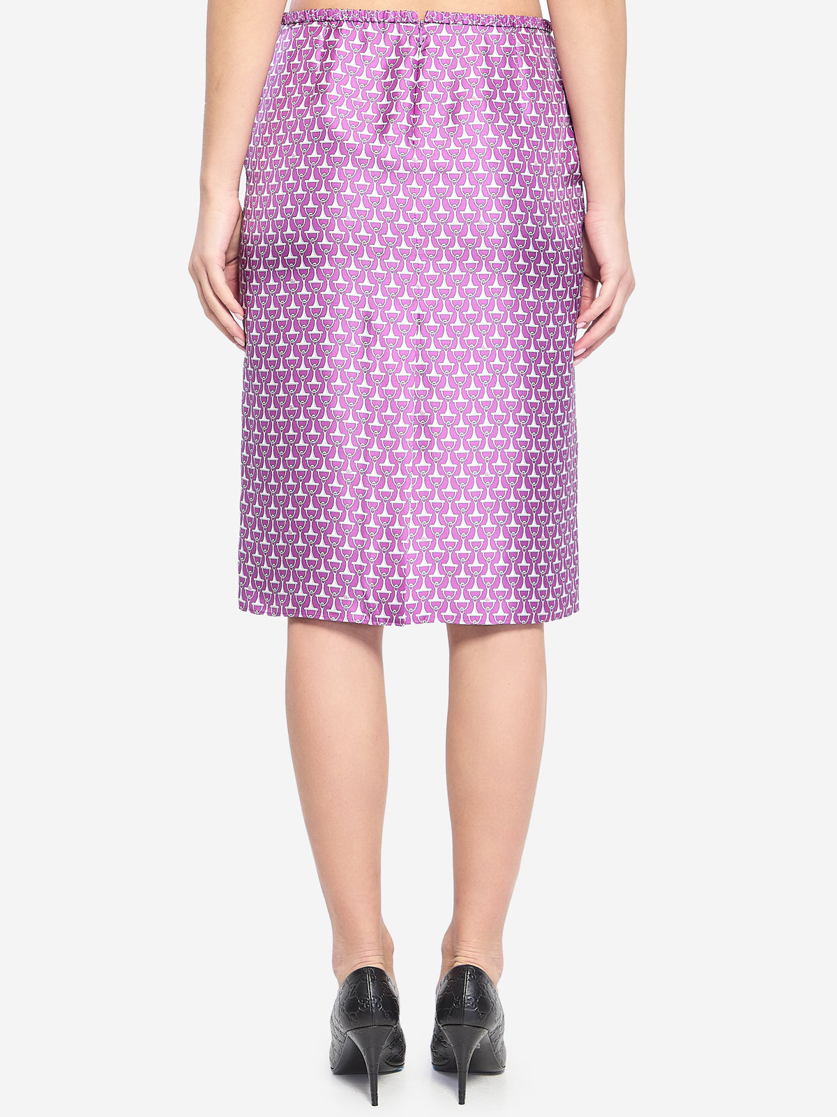 Gucci Women's Printed Silk Skirt in White