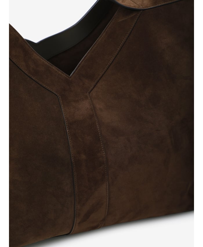 Saint Laurent Men's Large Y Tote Bag in Suede in Brown