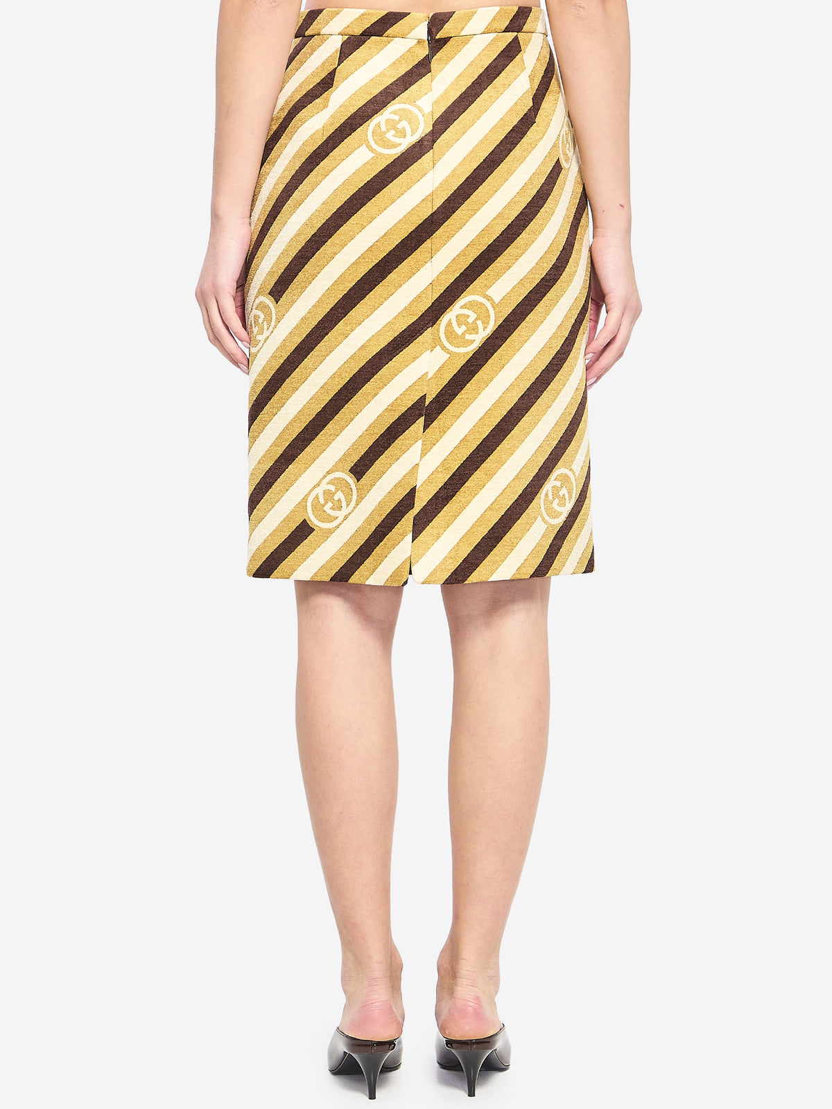 Gucci Women's Diagonal GG Longuette Skirt in Brown