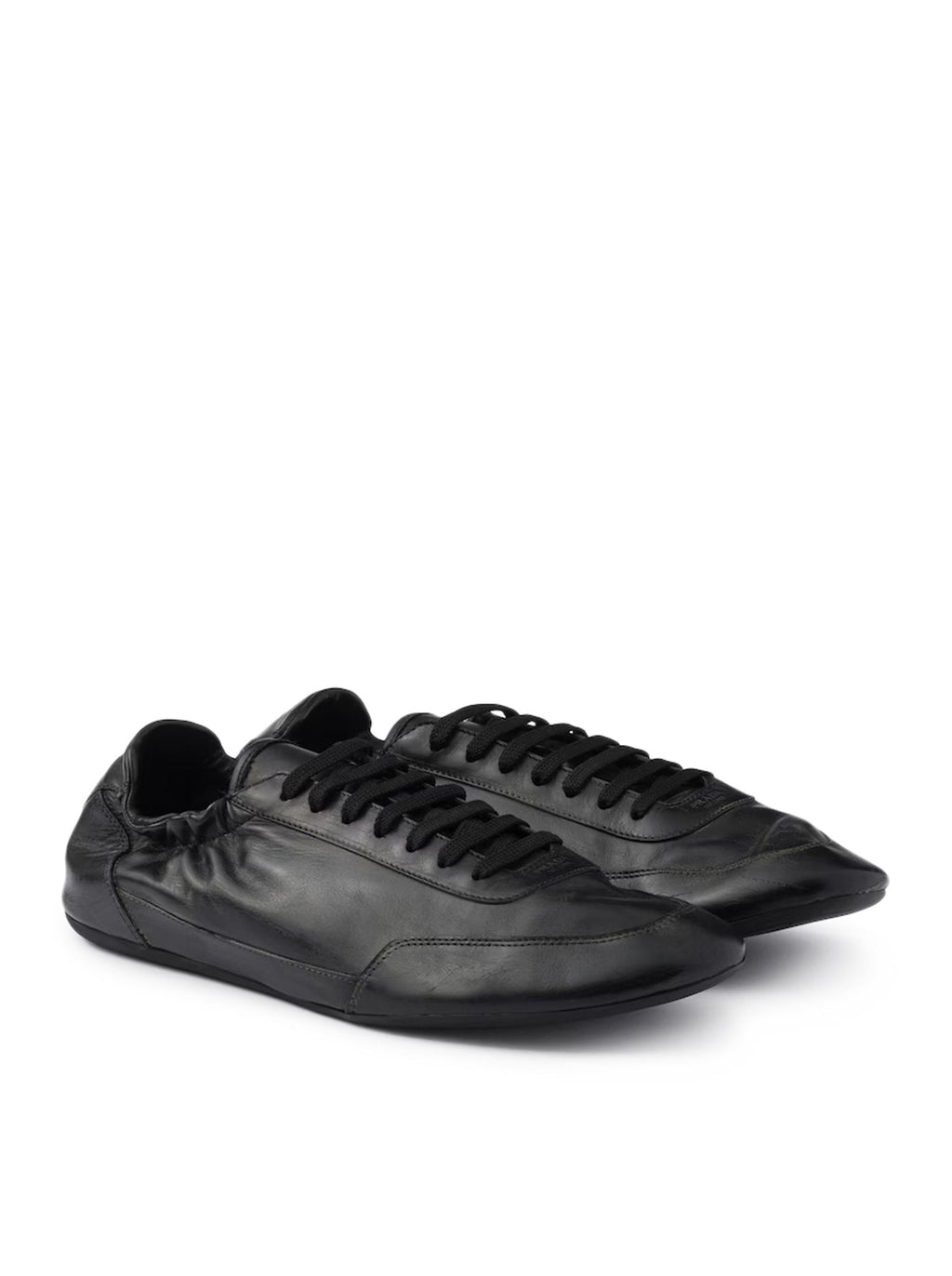 Prada Men's COLLAPSE LEATHER SNEAKERS in Black