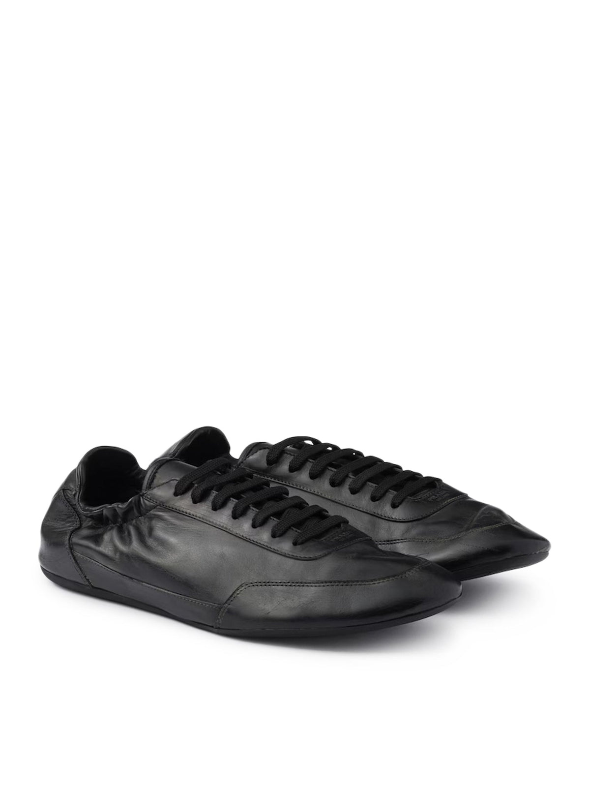 Prada Men's COLLAPSE LEATHER SNEAKERS in Black