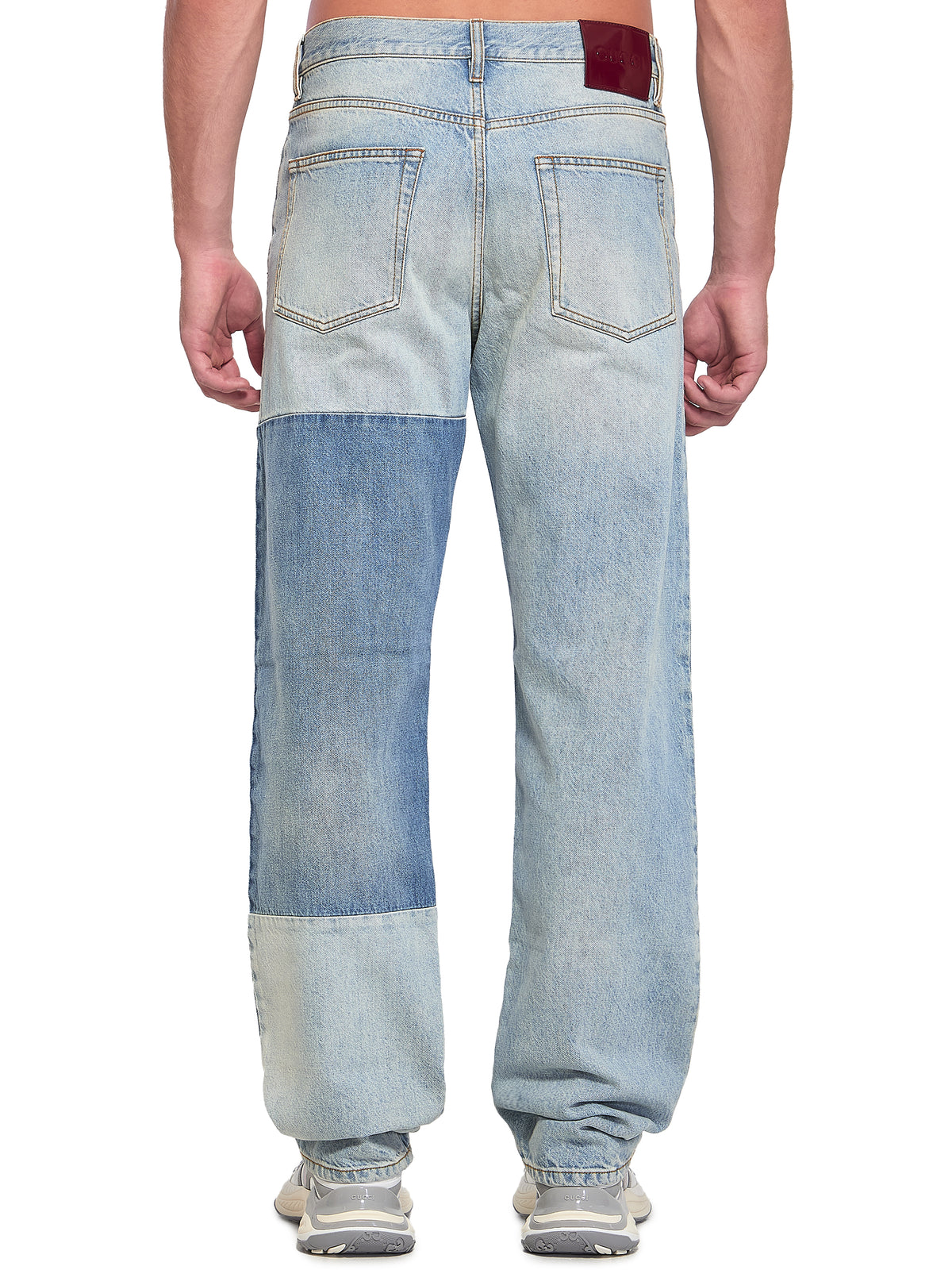 Gucci Men's Patchwork Denim Jeans in Light blue