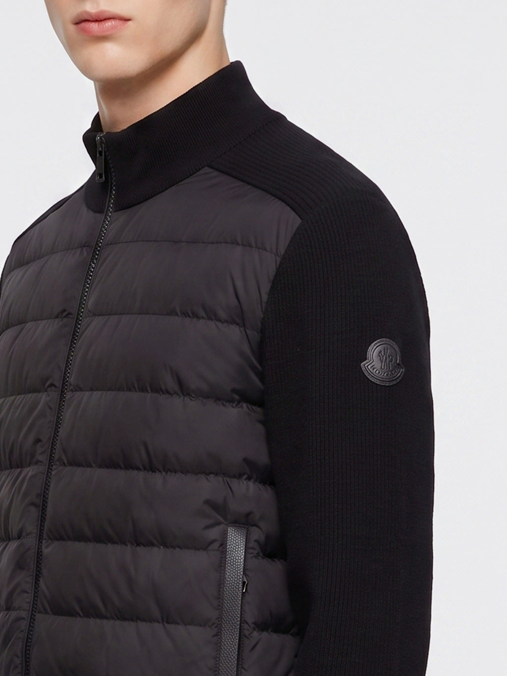 Moncler Men's Black Quilted Zip-up Cardigan in Black