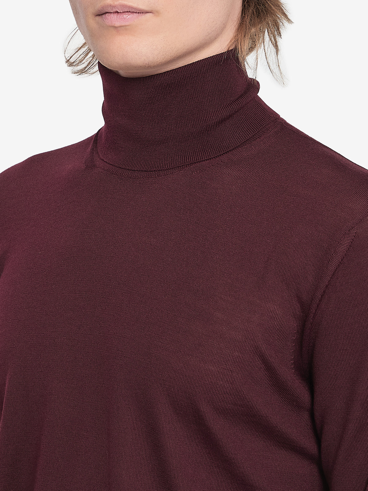 Saint Laurent Men's Wool Turtleneck Sweater in Bordeaux