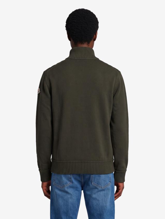 Moncler Men's Green Padded Tricot Cardigan in Green