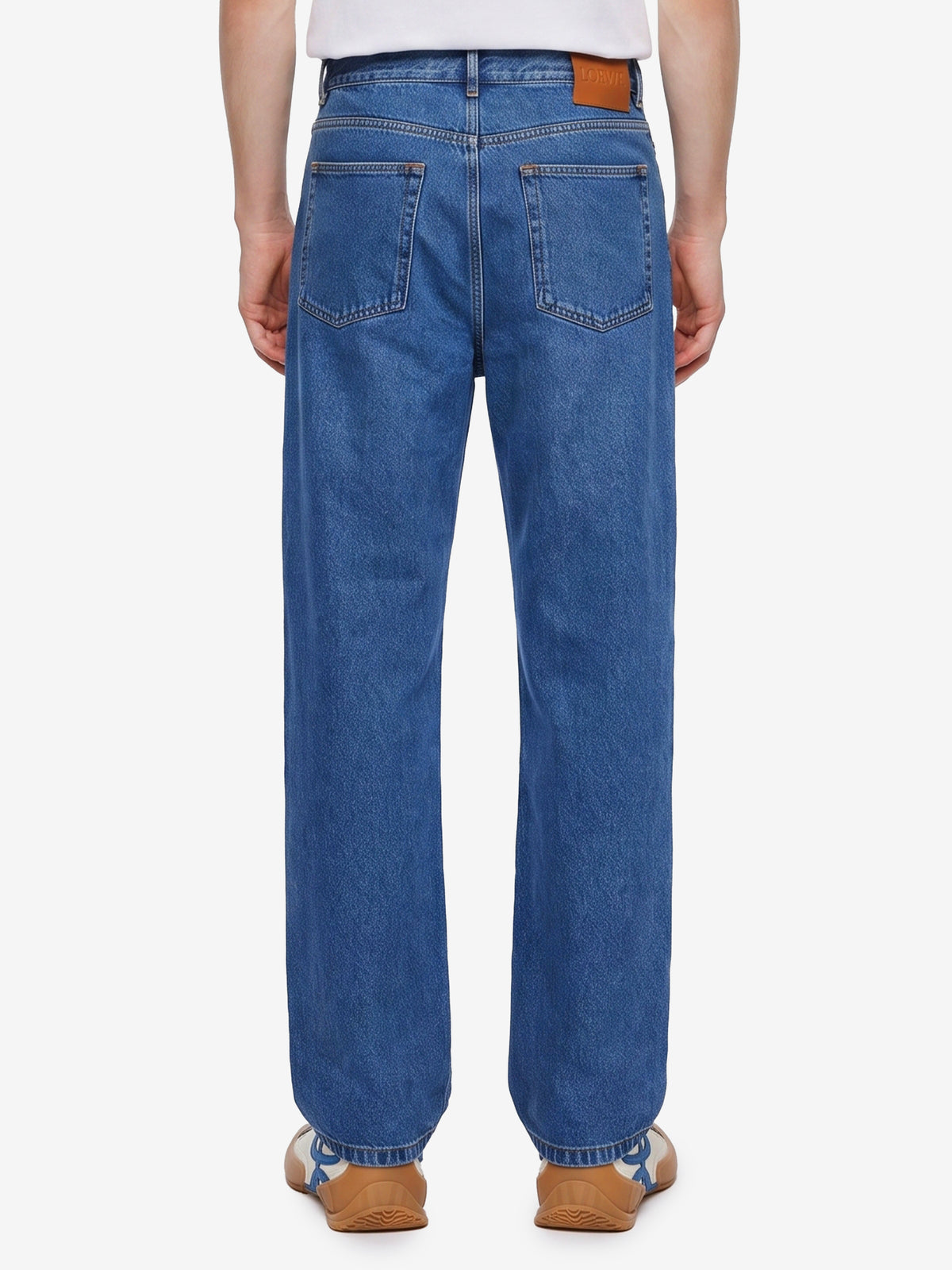 Loewe Men's Anagram Baggy Jeans in Blue