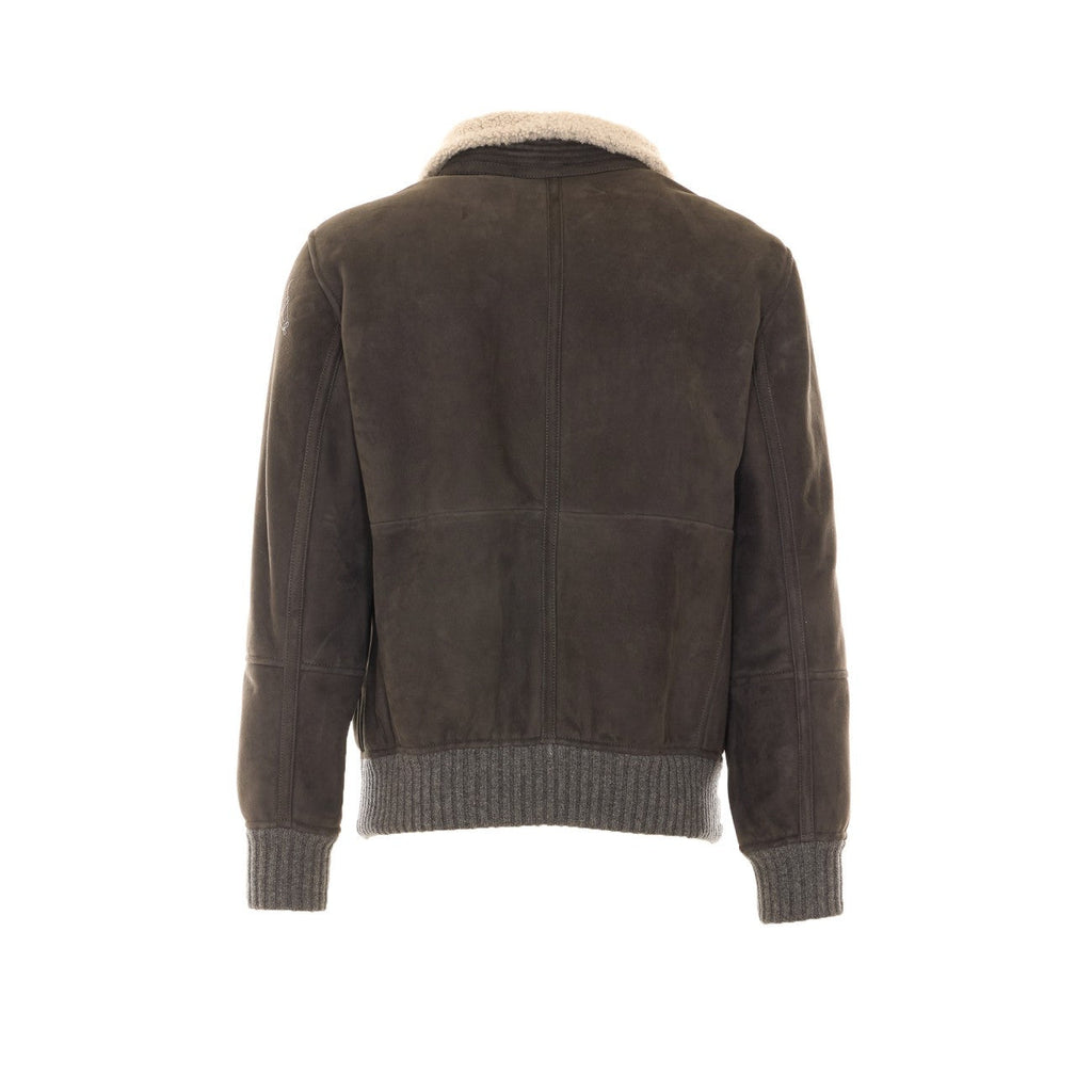 Brunello Cucinelli Men's Leather Jacket in Grey