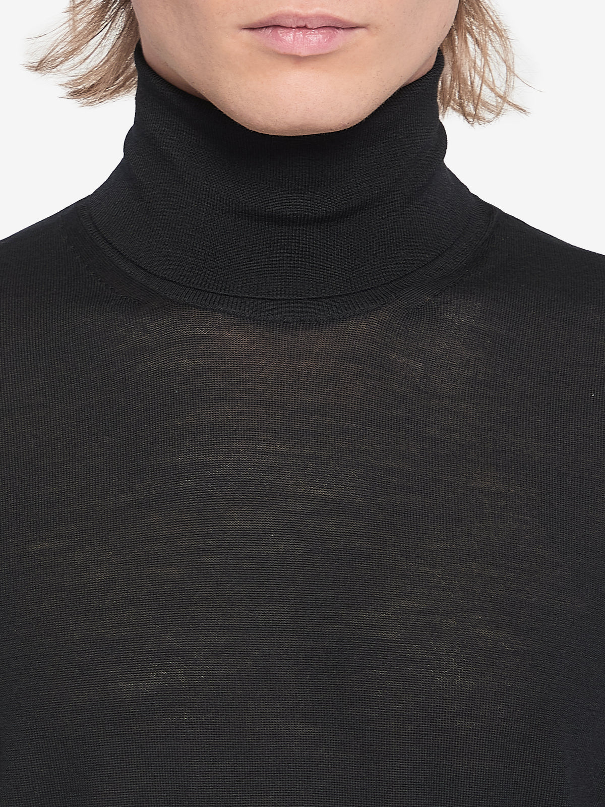 Saint Laurent Men's Wool Turtleneck Sweater in Black