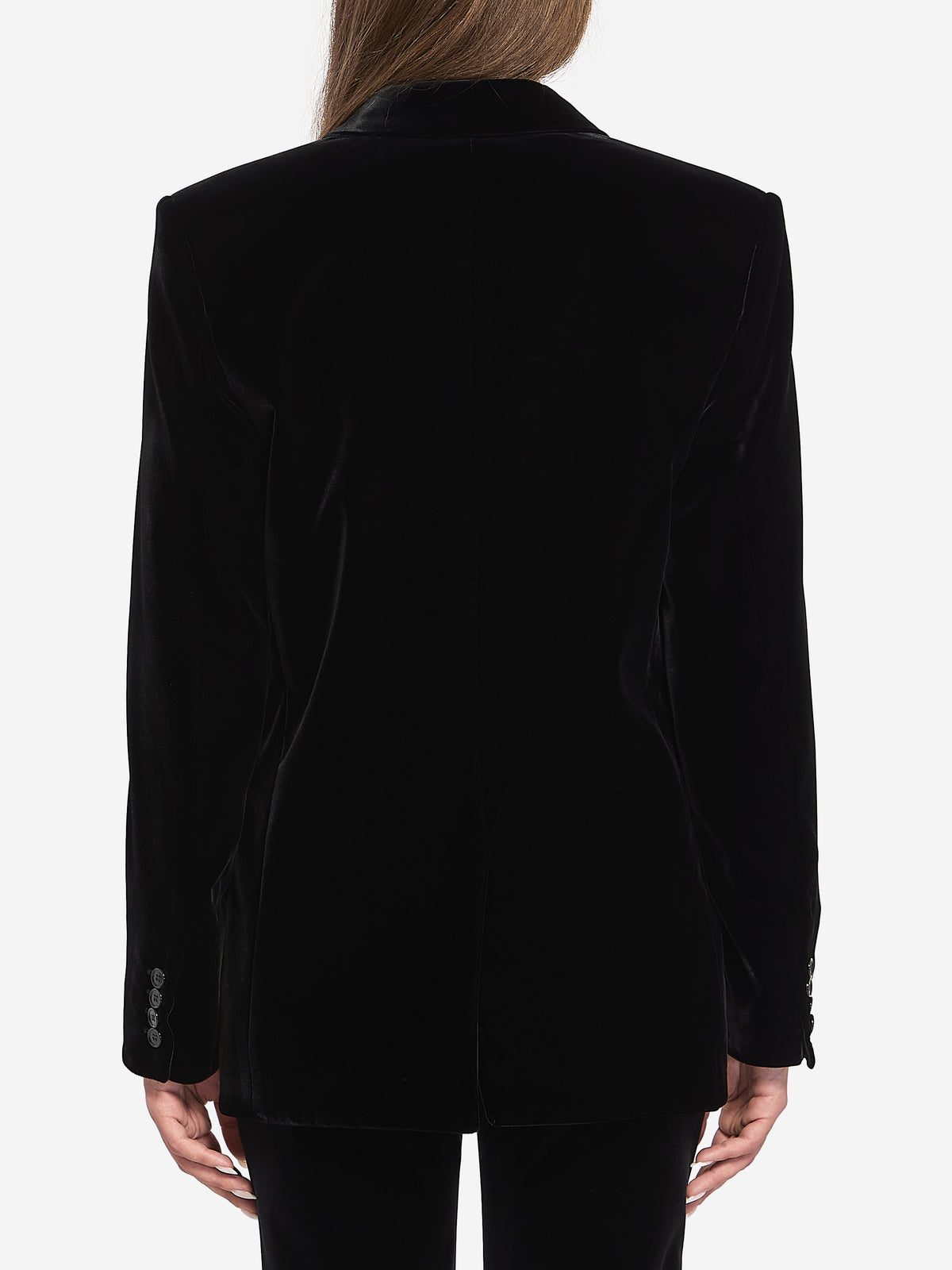 Saint Laurent Women's Cassandre Jacket in Velvet in Black
