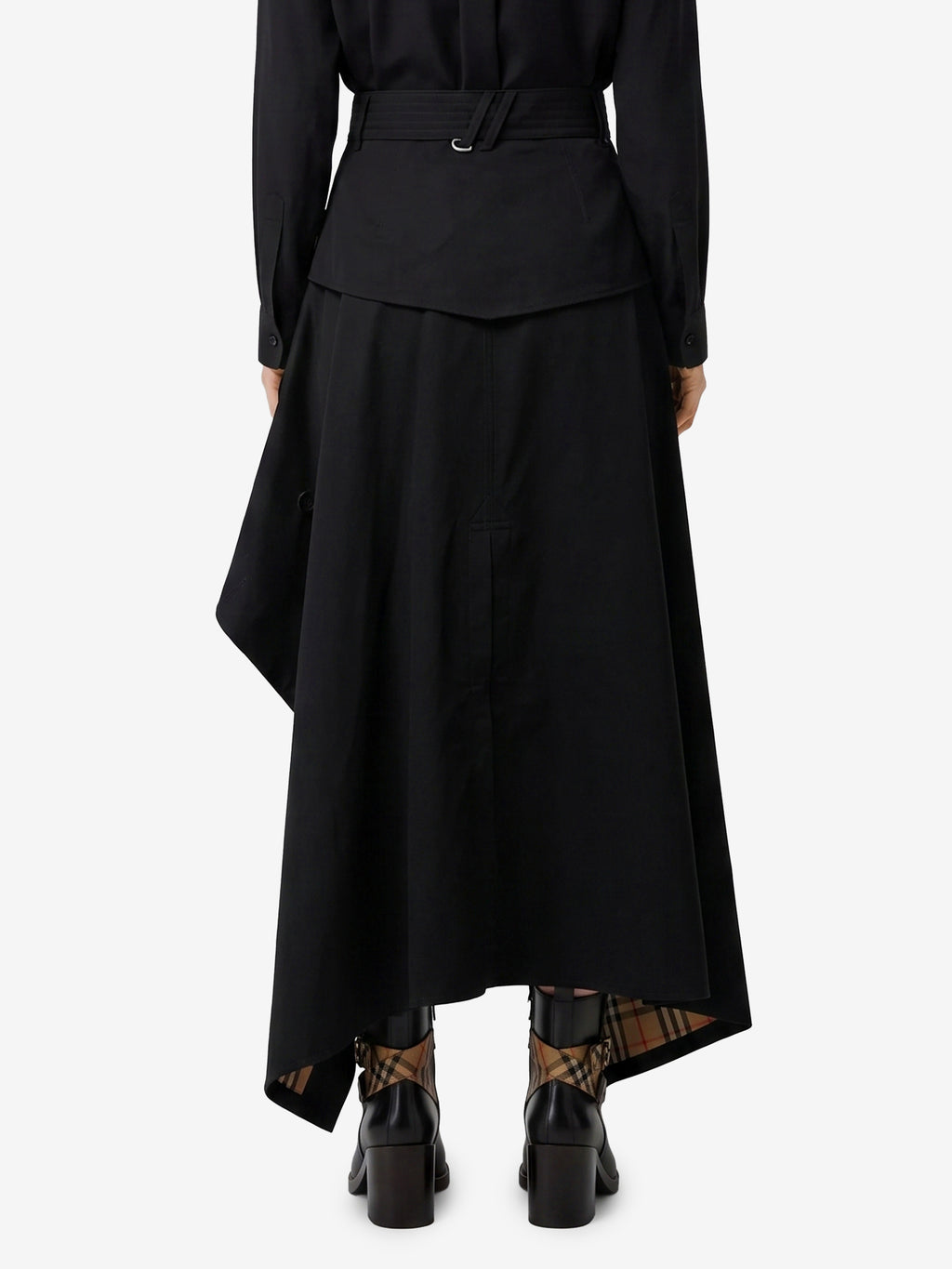 Burberry Women's Asymmetric Midi Trench Skirt in Black