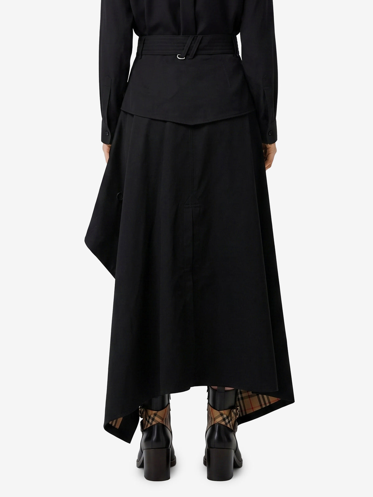 Burberry Women's Asymmetric Midi Trench Skirt in Black