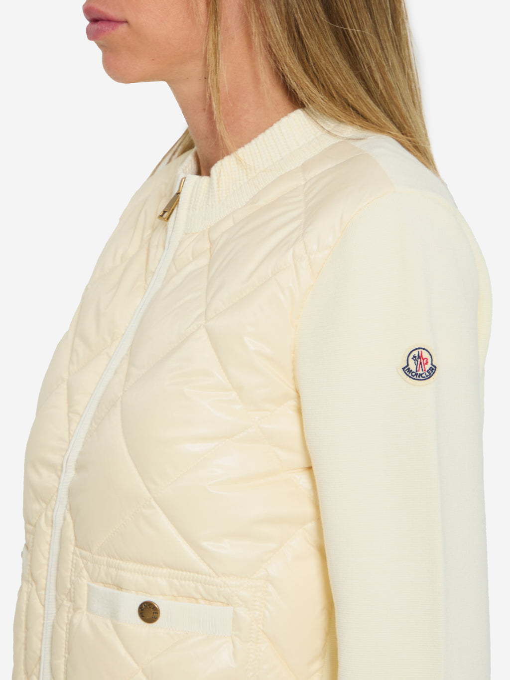 Moncler Women's Tricot Zip Cardigan in Cream