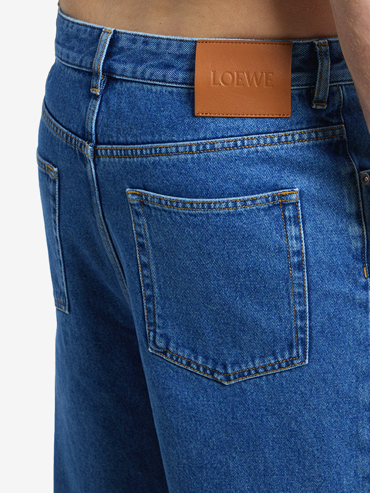 Loewe Men's Anagram Baggy Jeans in Blue