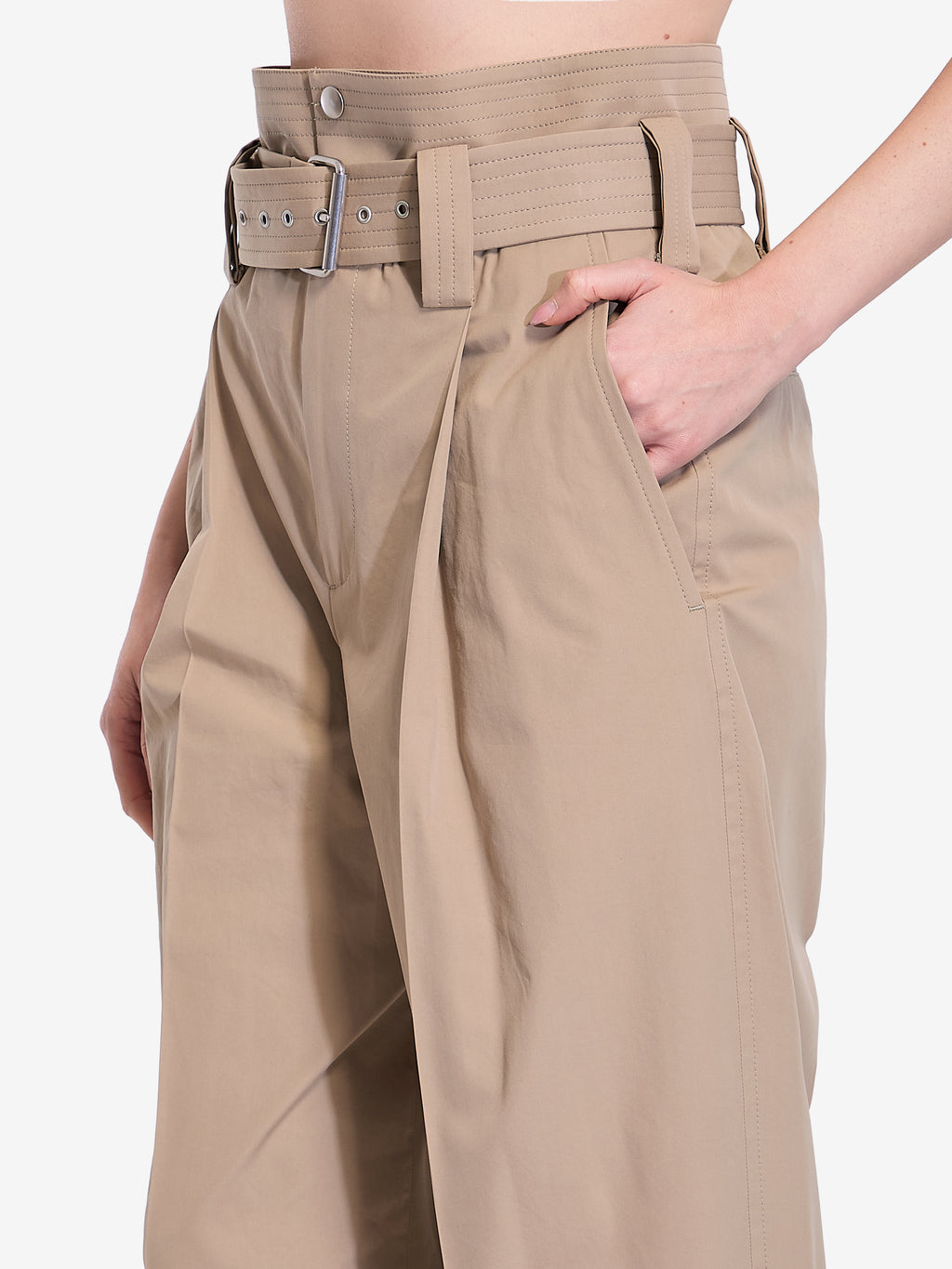 Bottega Veneta Women's Wide Leg Trousers in Beige