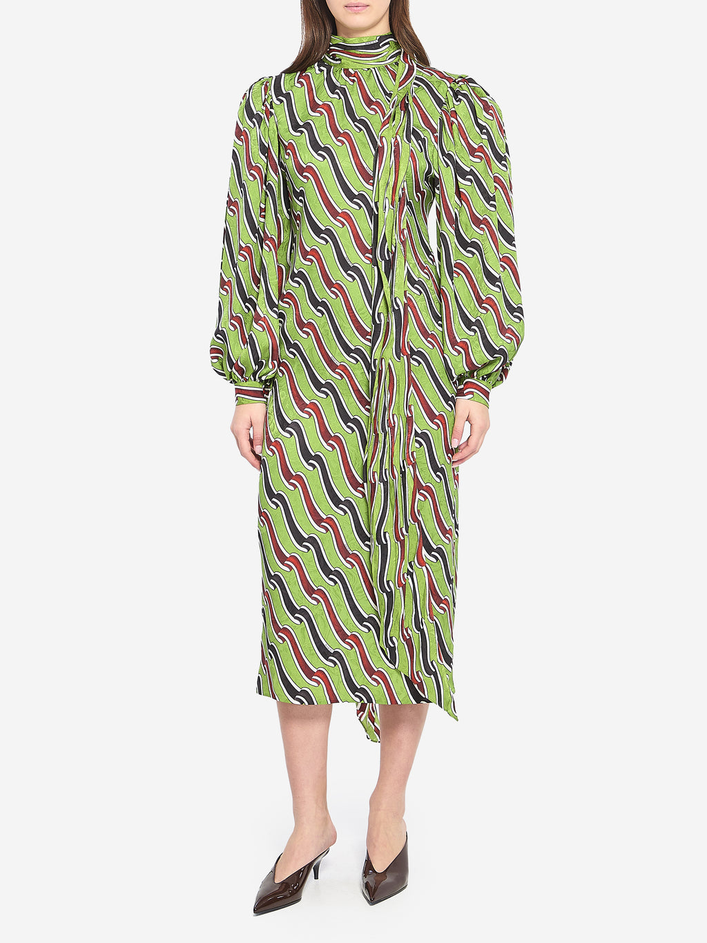 Gucci Women's Printed Silk Dress in Green