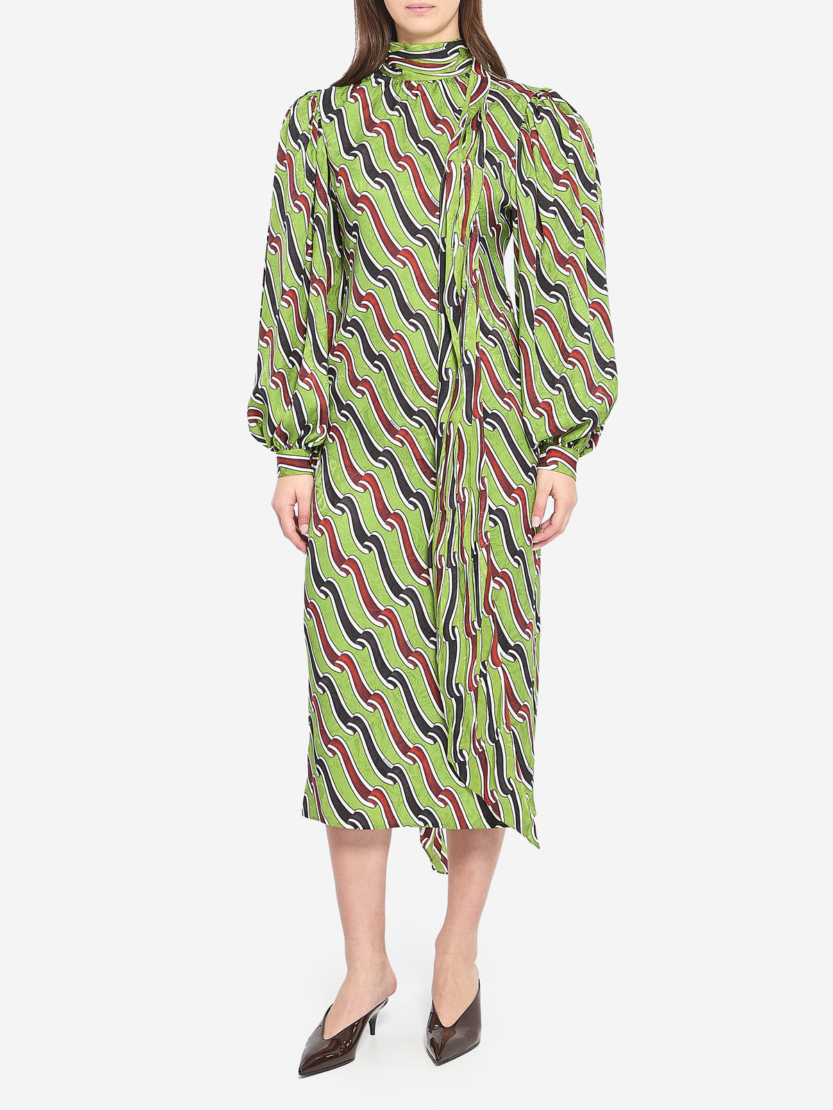 Gucci Women's Printed Silk Dress in Green
